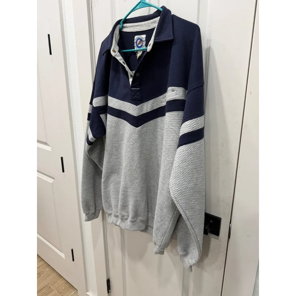 Vintage Greenline International Pullover Sweatshirt‎ Navy Grey XLT Tall Mens